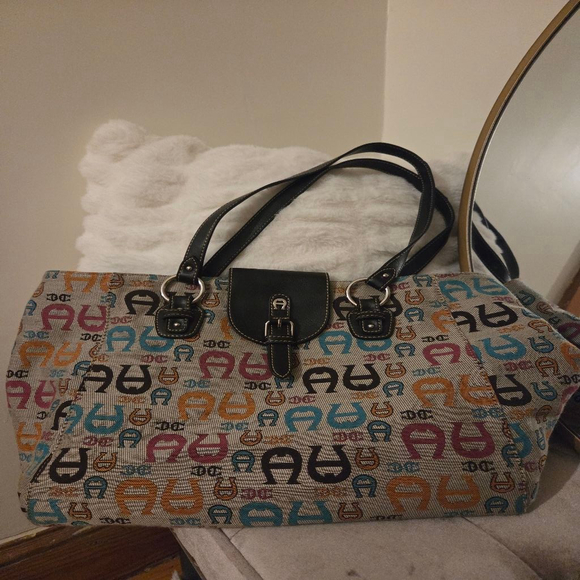 Etienne Aigner Handbags - Women's Etienne Aigner Multicolor Logo Canvas Tote Bag One Size